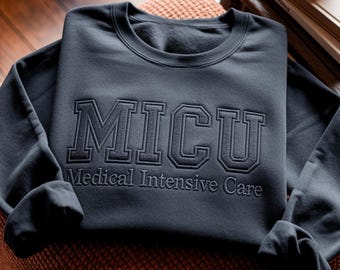 Sudadera bordada de la UCI médica, camiseta de la Unidad de Cuidados Intensivos Médicos, enfermera de la UCI médica, técnico, personal de asistencia.