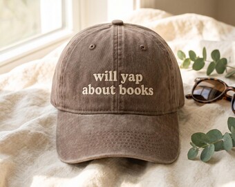 Will Yap About Books Embroidered Washed Cap: Bookish Washed Hat
