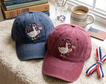 Embroidered Patriotic Goose Hat, 4th of July Cap, America 250 Hats, USA Cap