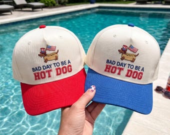 Embroidered Bad Day To Be A Hot Dog Cap, Sausage Dogs, Labor Day Hats