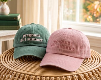 Embroidered Pregnant Girl Summer Hat, Pregnancy Announcement Cap, Mom To Be Beach Hat