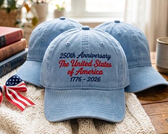 Casquette brodée pour papa 250e anniversaire des États-Unis, casquette de baseball patriotique drapeau américain
