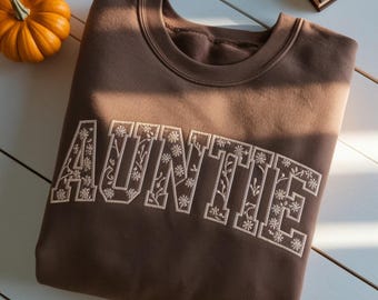 Sudadera bordada con estampado floral para tía, anuncio de embarazo, revelación de embarazo a la tía.