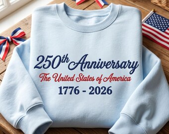 Sweat-shirt brodé du demi-cinquantième anniversaire de l'Amérique, t-shirt patriotique 250e anniversaire des États-Unis, t-shirt 4 juillet