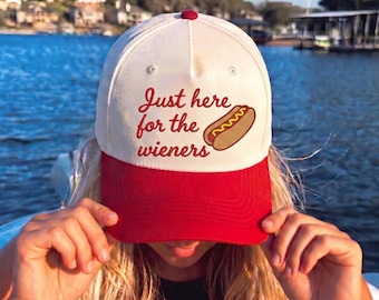 Embroidered Just Here For The Wieners Hats, Funny 4th of July Cap, HotDog BBQ Hat