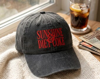 Embroidered Sunshine Diet Coke Washed Hat, Pop Caffeine Drink Hat