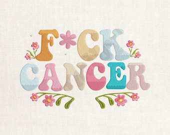 F*ck Cancer Stickmuster: Retro Blumenmuster (Digitaler Download)