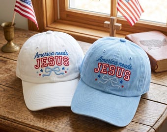 Embroidered America Needs Jesus Hat, Christian Patriotic Cap, Faith Trucker Hats