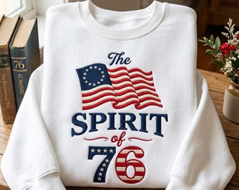 Sweat-shirt 250e anniversaire brodé Spirit Of 76, chemise drapeau américain patriotique, t-shirt Freedom