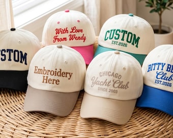 Embroidered Personalized Text Hat, Custom Logo Cap, Vintage Style Trucker Caps, Unisex Baseball Hats
