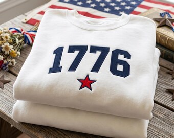 Sweat-shirt brodé drapeau des États-Unis de 1776, t-shirt patriotique, chemise américaine, chemise 4 juillet