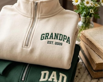 Sweat-shirt grand-père brodé personnalisé avec fermeture éclair, pull papa personnalisé, cadeaux pour grand-père