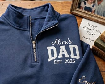 Sweat-shirt zippé personnalisé pour papa, nom personnalisé, t-shirt papa Est, cadeau fête des pères