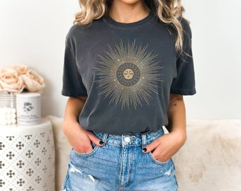 Comfort Colors® Celestial Shirt, Moon T Shirt, Star Galaxy TShirt, Mystical Moon Phase Shirt, Astrology Astronomy Tee, Moon Graphic T-Shirt