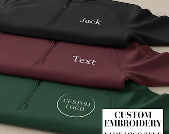 Customized Unisex Quarter Zip Pullover, Personalized Quarter Zip Sweatshirt, Custom Name Pullover, Unique Monogram Quarter Zip Sweater