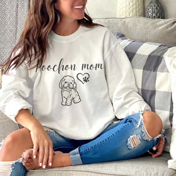 Poochon Mom Sweatshirt Dog Mom Sweatshirt Poochon Mom Shirt Gift for Poochon Mom Dog Mom Gifts Bichon Poodle Graphic Sweatshirt Poodle Shirt