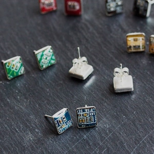 Sterlingzilveren stekers met printplaatstuk - 8 mm - moderne geeky sieraden, oorstekers, cyberpunk