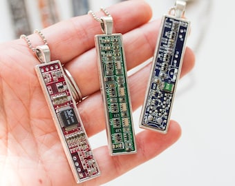 Real Circuit board necklace, gift for techie, computer geek, recycled motherboard jewelry