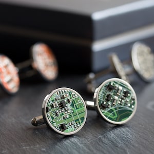 Unique real Circuit board Cufflinks, stainless steel, cufflinks for computer geeks, gift for him, gift for husband, groomsmen cufflinks image 1