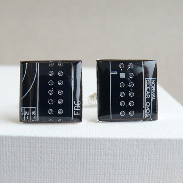 Circuit board Cuff links Geekery Brown Squares recycled computer projectt