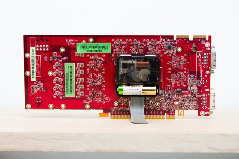 red circuit board Desk clock Recycled video card clock unique office clock