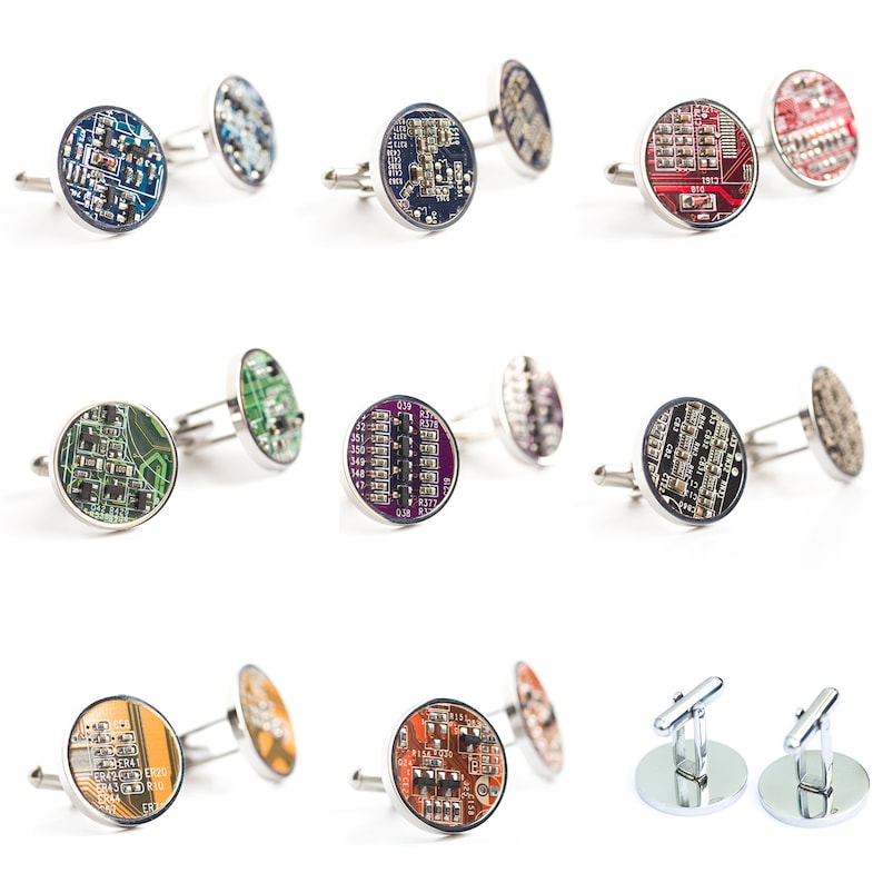 Unique real Circuit board Cufflinks, stainless steel, cufflinks for computer geeks, gift for him, gift for husband, groomsmen cufflinks image 5