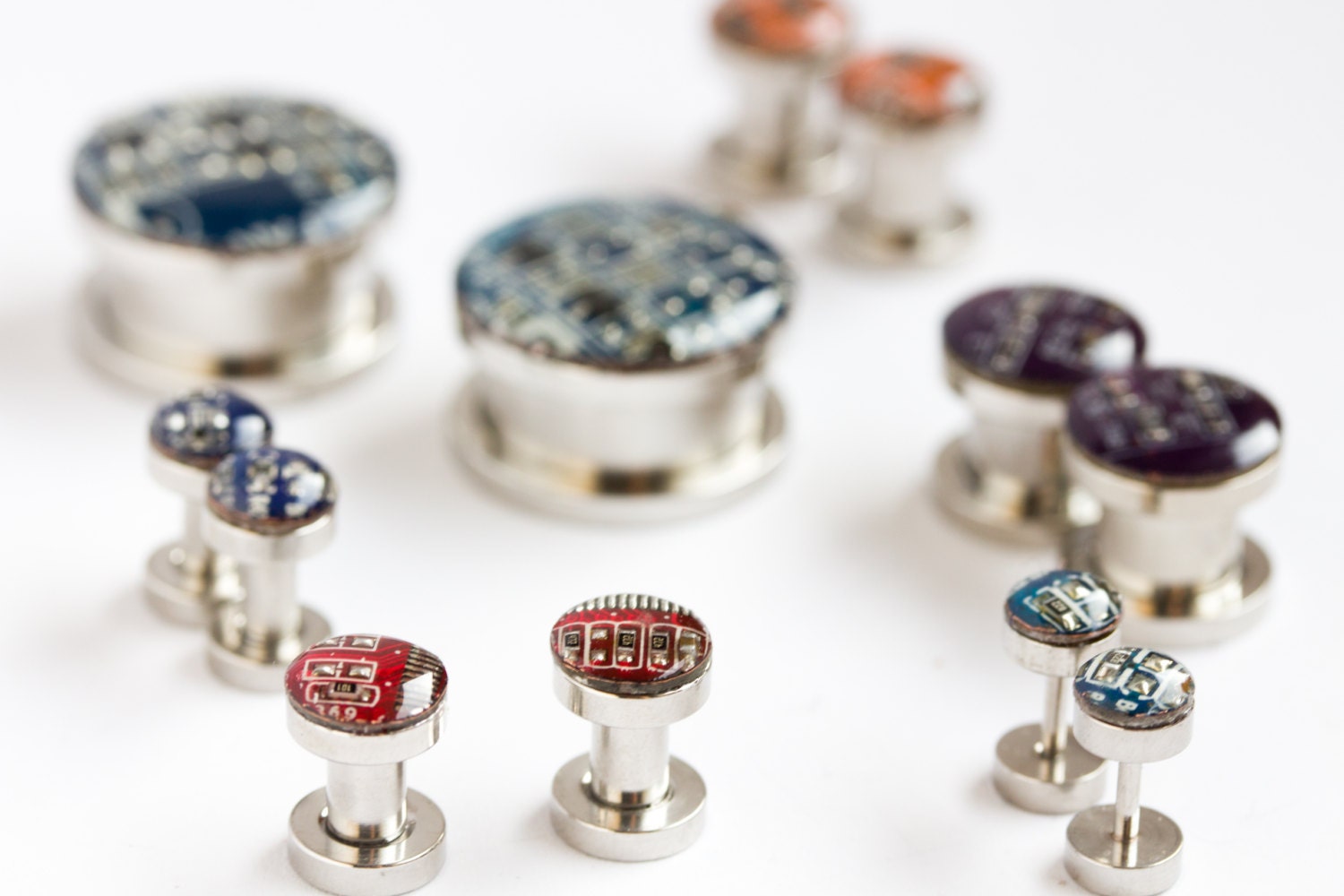 Steel Plugs With Circuit Board - Custom Size and Color - Geeky Ear ...