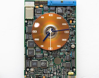 Unieke computerwandklok - gerecyclede vintage Computer HDD 5.25, cadeau voor een gamer