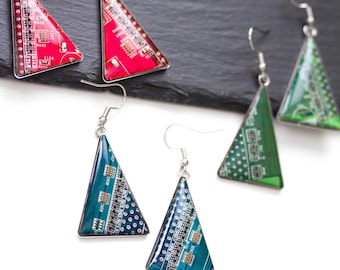 Oorbellen printplaat - Hangoorbellen - gerecyclede computeroorbellen