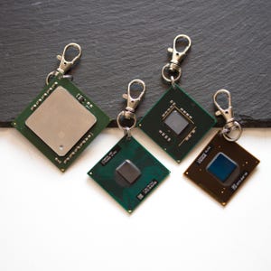 CPU keychain, recycled computer keychain, chipset