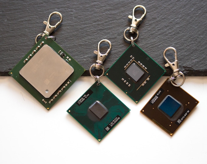 CPU keychain, recycled computer keychain, chipset