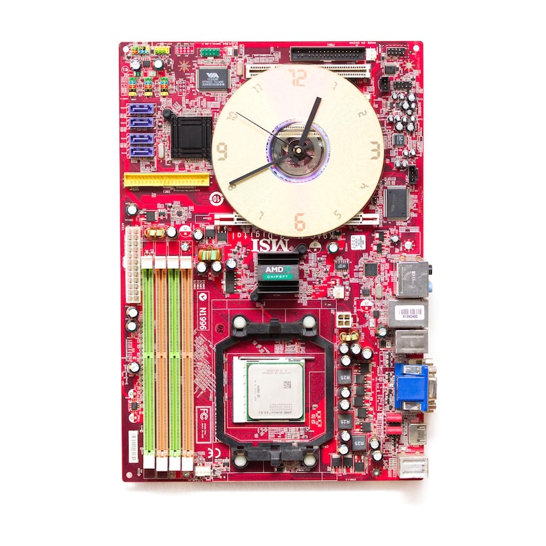 Unique Red Wall Clock, Recycled Computer Clock, Housewarming Gift, Red ...
