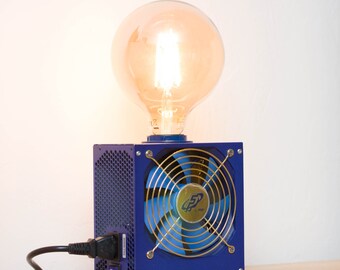 Table lamp made with recycled computer power supply unit