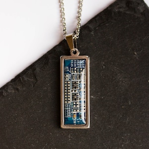 REAL Circuit board necklace, small rectangle, gift for computer nerd, recycled computer motherboard - recomputing