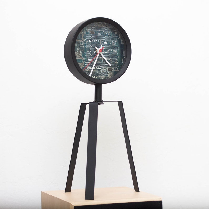 Unique Desk Clock Recycled Blue Circuit Board Ready To Ship C5021