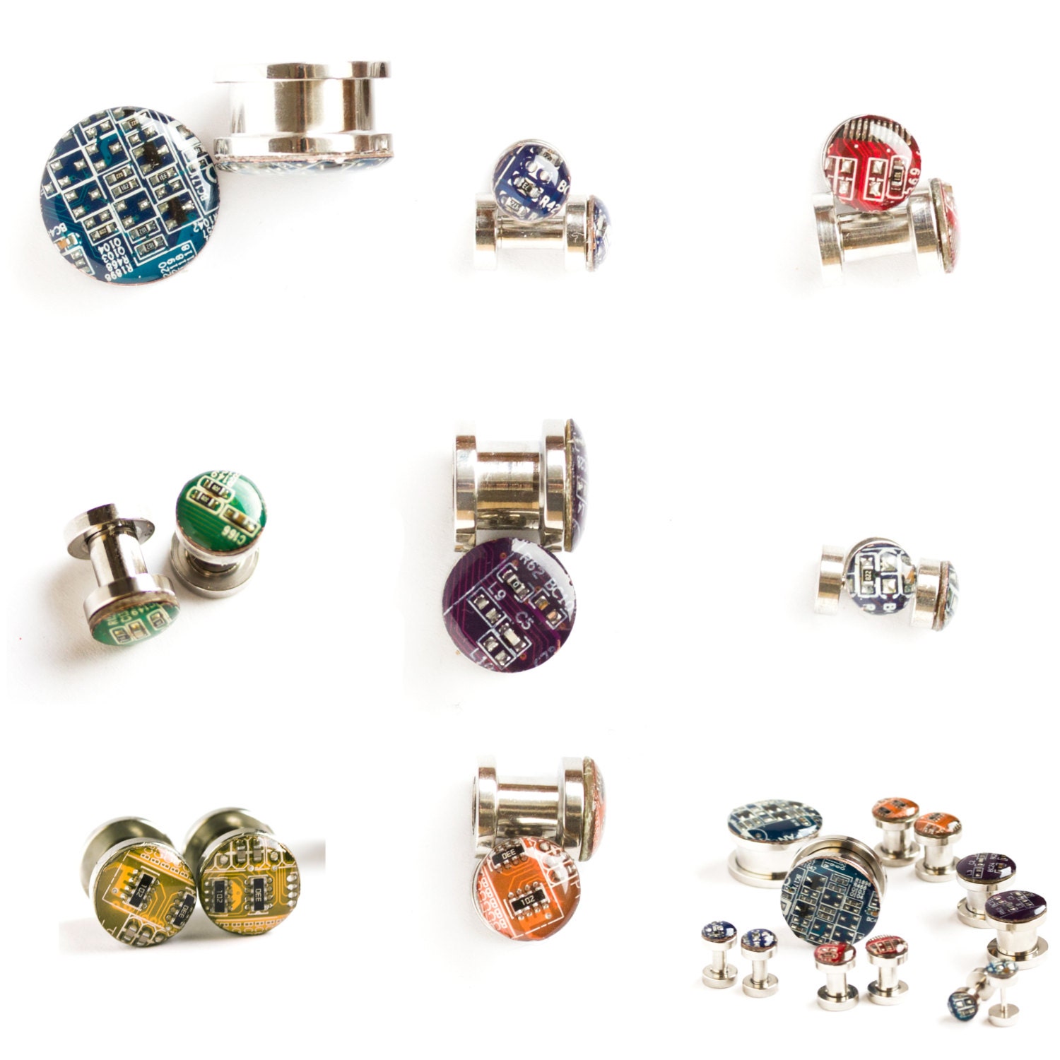 Steel Plugs With Circuit Board - Custom Size and Color - Geeky Ear ...