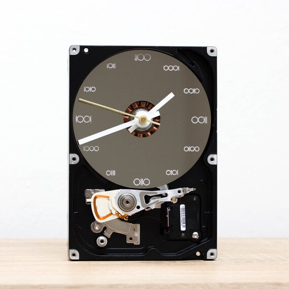Hdd Desk Clock Recycled Computer Hard Drive Gift For Dad Father S Day Unique Geek C7560