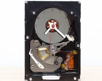 Desk clock - recycled Computer hard drive clock - HDD clock - gift for dad - unique gift for geek - c9634