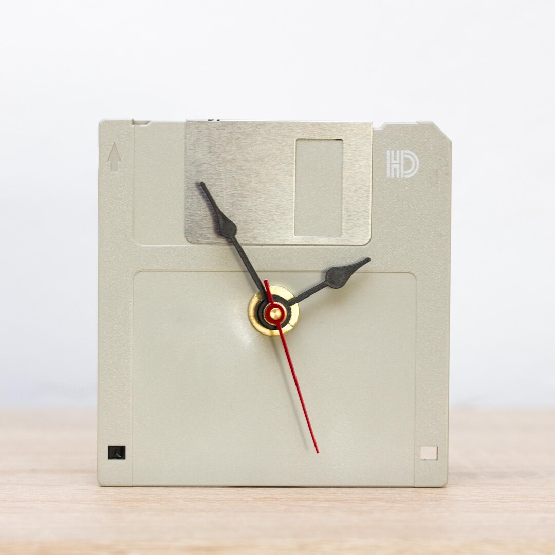 Gray Recycled Floppy Disk Desk Clock, Ready to Ship - Etsy