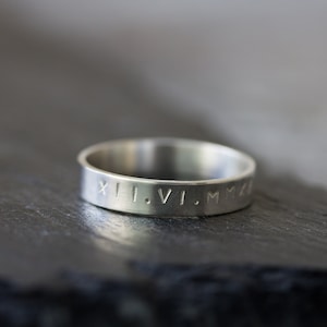 Custom Roman numeral ring - hand stamped sterling silver ring
