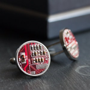 Unique real Circuit board Cufflinks, stainless steel, cufflinks for computer geeks, gift for him, gift for husband, groomsmen cufflinks image 4