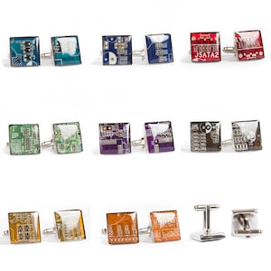 Circuit board Cuff Links and Tie Clip Computer Accessories Set Geeky gift for husband palladium plated, resin image 3