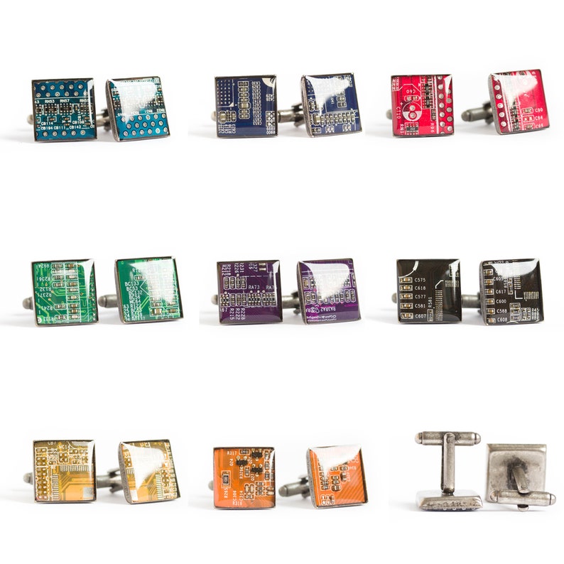 Cufflinks with real circuit boards, gift for him, graduation gift, gift for dad, cufflinks for groom, wedding cufflinks image 3