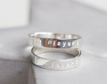 Player 1 Player 2 - set of sterling silver rings