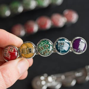Colorful hair barrette made with recycled circuit board, hair clip, unique hair accessory