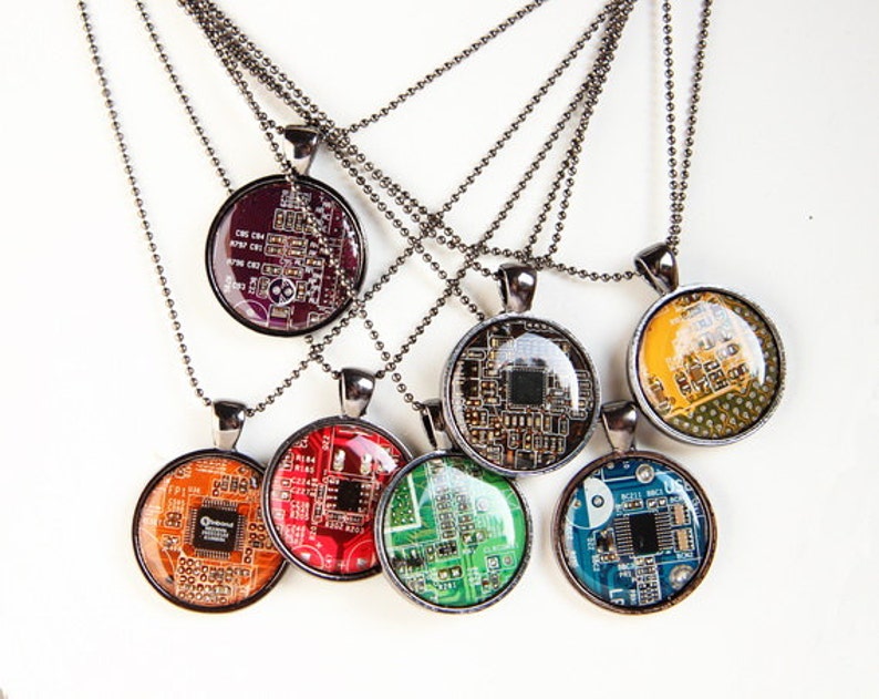 Computer geek gift Techie necklace REAL Circuit board necklace geekery recycled computer motherboard recomputing image 3