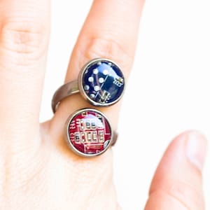 Geeky Doppelring - Platinenring - Statement Ring