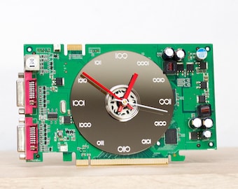 Bureauklok - unieke kantoorklok, gerecycleerde groene grafische kaartklok