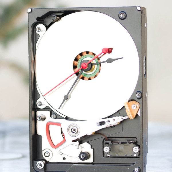 Desk clock from a recycled Computer hard drive - HDD clock - ready to ship - c0060