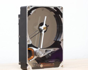 Desk Clock Made With Recycled Computer Hard Drive Clock HDD | Etsy